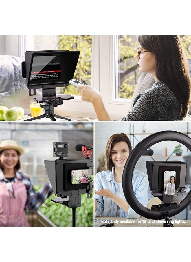 Neewer - NEEWER Teleprompter for Camera & Smartphone, 9 Inch All Metal, Remote Control Via NEEWER Teleprompter APP Bluetooth Connection, Prompting Compatible with iPhone & iPad 9.7 Inch or Smaller, X1 Pro - Image 1