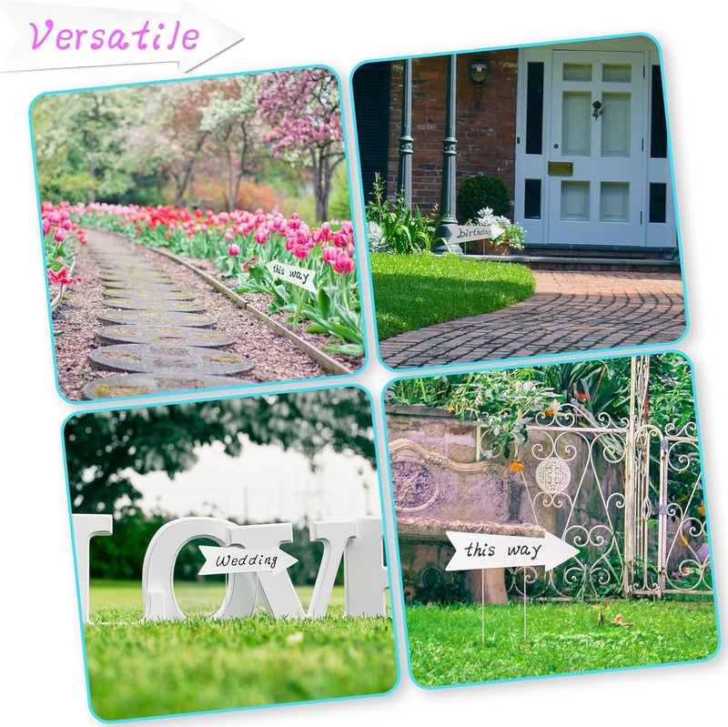 Anley Blank Arrow Signs with Stakes 16 x 5 IN - Pack of 10 with Fiberglass Stake - Custom DIY White Directional Arrow Yard Sign - Perfect for Weddings, Birthday Parties, Business and Outdoor Use - Image 4
