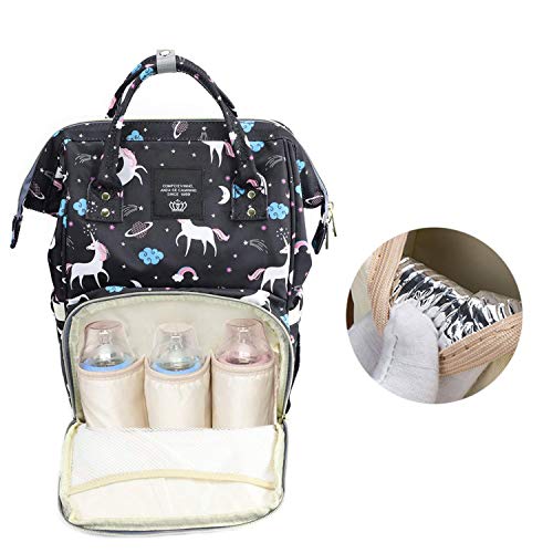 House of Quirk Baby Diaper Bag Maternity Backpack (Black Unicorns) - Image 2