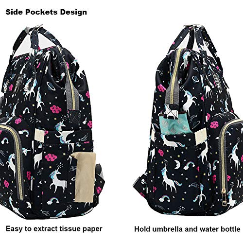 House of Quirk Baby Diaper Bag Maternity Backpack (Black Unicorns) - Image 5
