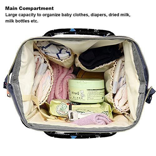House of Quirk Baby Diaper Bag Maternity Backpack (Black Unicorns) - Image 4