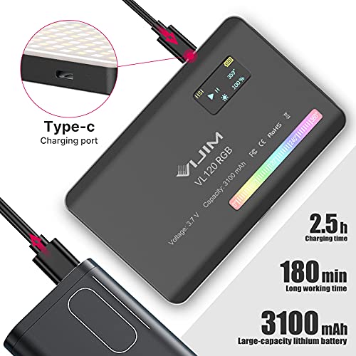 PICTRON VIJIM VL120 RGB Video Light, Portable LED Camera Light Panel 0-360 Full Color, CRI 95+ 2500-9000K LED 3100mAh Rechargeable DSLR Lighting for Vlogging, Photography, Video Conference - Image 4