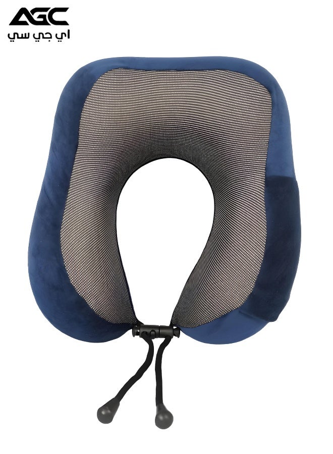 AGC UC-1018 Memory Foam Travel Neck Pillow with Breathable Mesh Fabric and Adjustable Drawstring Closure for Car Flight Train Bus Office and Long Journey Neck Support and Comfort Use - Image 2