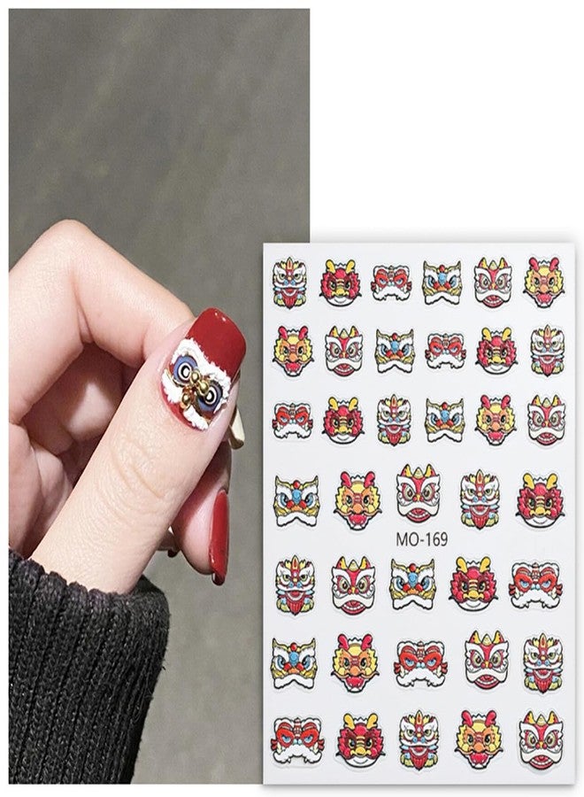 OSTTMA 5D Embossed Lion Awakening Nail Art Stickers Cute Awakening Lion Nail Decals Self Adhesive Nail Design Sticker Fashion Chinese New Year Nail Stickers for Women DIY Manicure Decoration, 3Sheets - Image 5