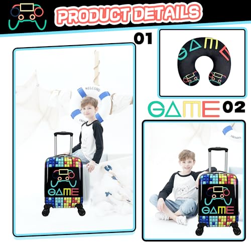 Inprof Kid’s Luggage Set 2 Piece Suitcase Set 16’’ Hardside Luggage with Spinner Wheels Girls Boys Carry on Luggage Travel Rolling Luggage Airline Approved - Image 4