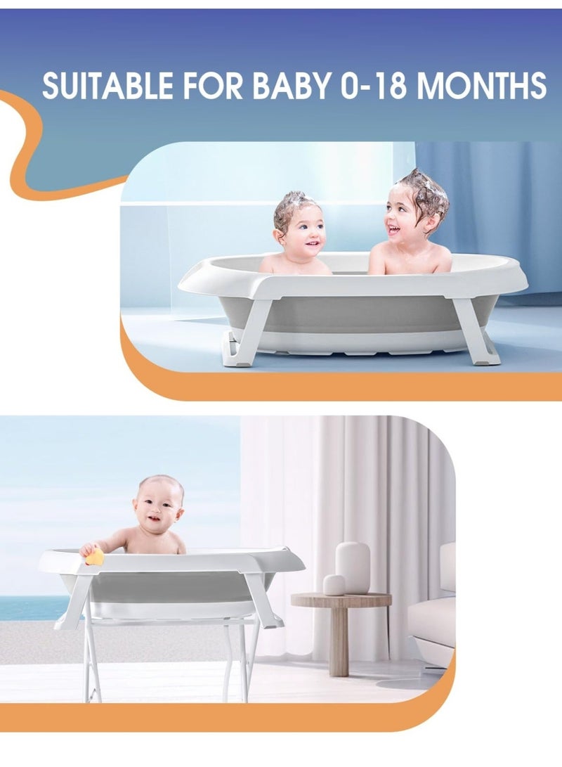 WALALLA Foldable Collapsable Heightened Baby Basin Infant Shower Bathtub With Shelf Storage Rack and Wash Tube Set For Newborn Baby Child 0-6 Year - Image 4