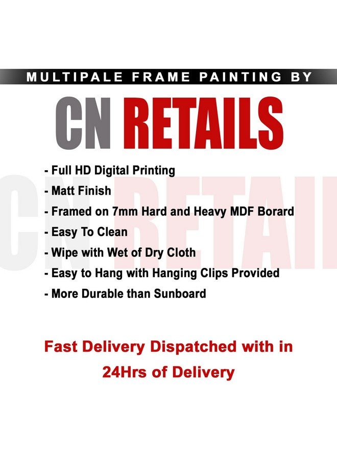CN RETAILS CN RETAILS Beautiful 7 Horses vastu Wall Painting with Special Effects Sparkle Lamination wood art framed wall Painting for home décor Synthetic Solid Wooden Frame (Brown, 50 x 65 cm) 18x24_27 - Image 3