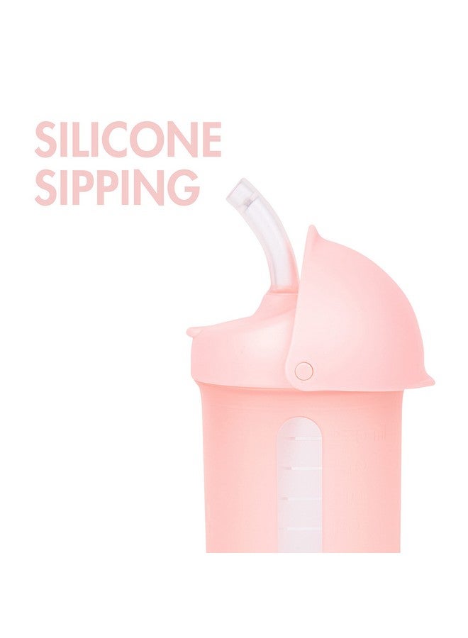 بون كوب بون سويج للأطفال الصغار المصنوع من السيليكون مع قشة، 9 أونصات، وردي - Image 2
