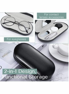KASTWAVE Double Eyeglass Case, KASTWAVE Contact Lens Case with Mirror Tweezers Remover, 2 in 1 Double Sided Portable Contact Lens Box Holder Container Soak Storage Kit Sunglasses Pouch for Men & Women  - Image 2