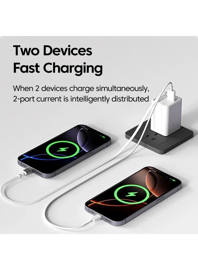 FDTY 80W GaN Charger with Self-Extending Type-C Cable, USB A + Type-C Fast Charging Block, UK Plug Wall Charger Adapter, White. - Image 3