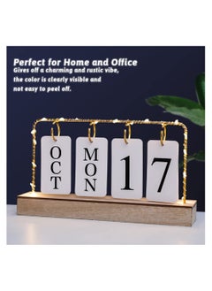 Generic Wooden Perpetual Calendar with Metal Stand for Office and Home Decor 2023 Monthly and Weekly Planner Desk Decoration in White Color  - Image 1
