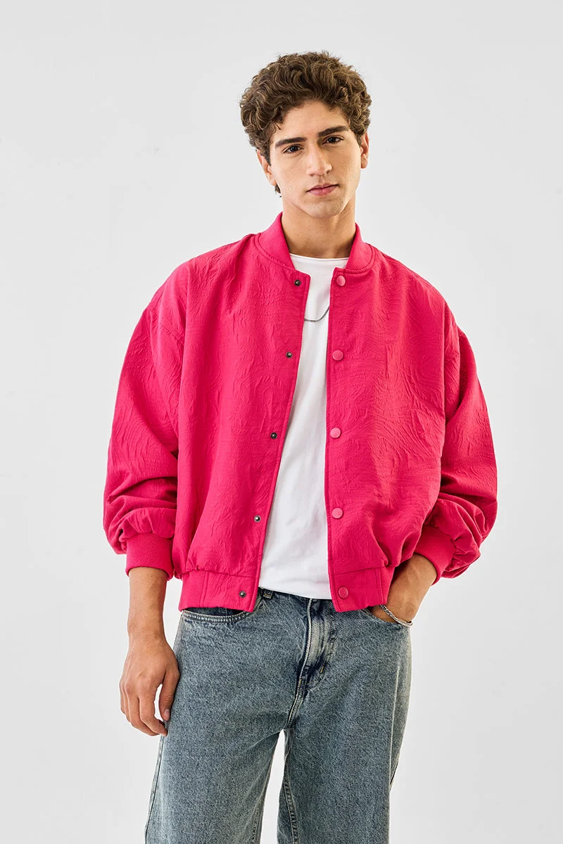 سنيتش Pink Textured Long Sleeve Oversized Jacket