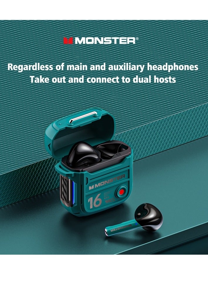 Monster Monster Airmars XKT16 Wireless Headphones Bluetooth Earphones Low Latency Noise Reduction Headphones Large Battery Capacity for Sports Games Headset Green  - Image 2