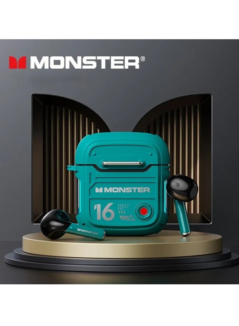 Monster Monster Airmars XKT16 Wireless Headphones Bluetooth Earphones Low Latency Noise Reduction Headphones Large Battery Capacity for Sports Games Headset Green  - Image 3