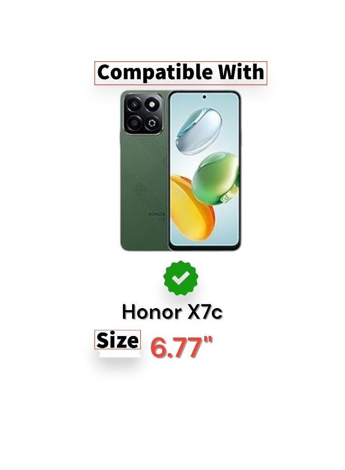 For Honor X7c Luxury Hard Leather Back Case, Hard Tpu Back and Fully Proteciton Compatible With Honor X7c (6.77'') (Olive Green) - Image 2