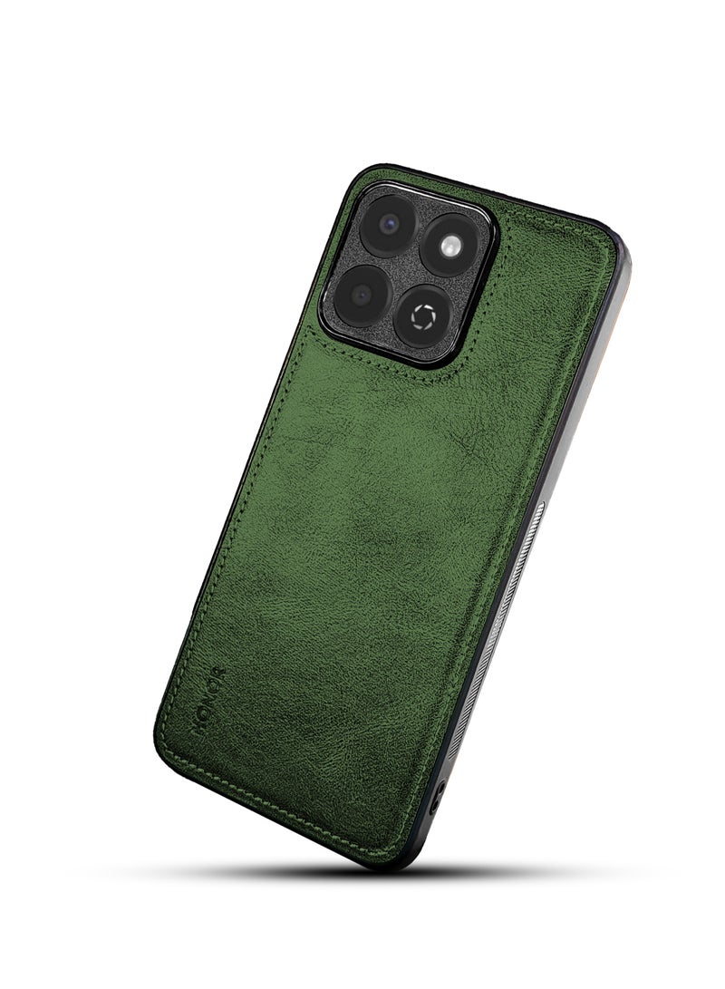 For Honor X7c Luxury Hard Leather Back Case, Hard Tpu Back and Fully Proteciton Compatible With Honor X7c (6.77'') (Olive Green) - Image 1