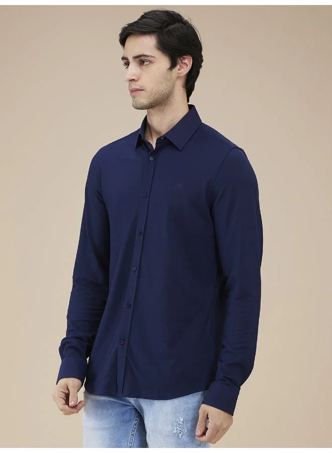 بيينغ هيومان Mens Navy Collared Long Sleeve Shirt