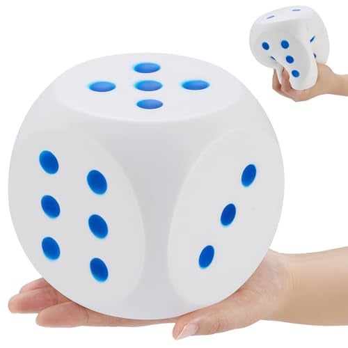 Zomiboo Large 5 Inch Foam Dice Jumbo 6 Sided Giant Dice for Casino Party Classroom Anxiety Stress Relieve Ball Toy Gifts for Adults Kids Board Game to Get Your Lucky NumbersWhite - Image 1