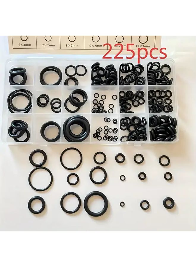 225pcs Hydraulic O Ring Set 18 Sizes Flat Surface Gasket For Automotive Repair Faucet Pipe Air Gas Sealing - Image 5