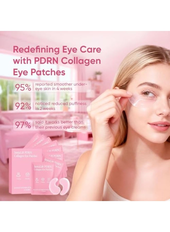 InstaLift PDRN & Bio-Collagen Eye Patches丨Instant Brightening & Firming丨Reduce Dark Circles, Puffiness & Wrinkles丨Niacinamide, Caffeine & Hyaluronic Acid丨Korean Eye Care Plan (8 Pairs) - Image 4