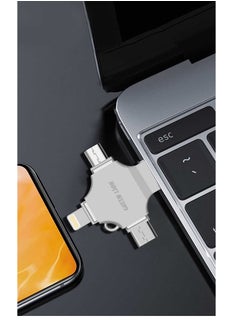 GREEN LION 4-in-1 High-Speed USB Flash Drive 256GB Data Transfer / USB-A / USB-C / Lightening / Micro / Large Storage Capacity / Portable Design - Silver  - Image 3