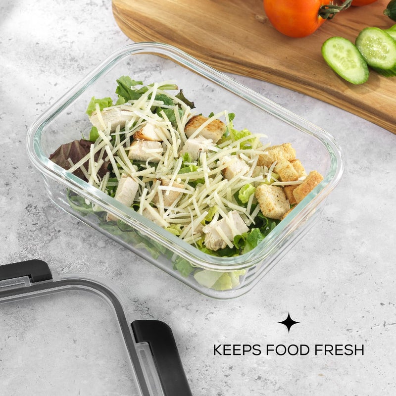 JoyJolt JoyJolt Glass Food Storage Containers with Lids. 5 Pack Glass Meal Prep Containers Reusable 35oz Single Compartment Airtight Container Set. Lunch Containers for Adults and Kitchen Storage Containers  - Image 5