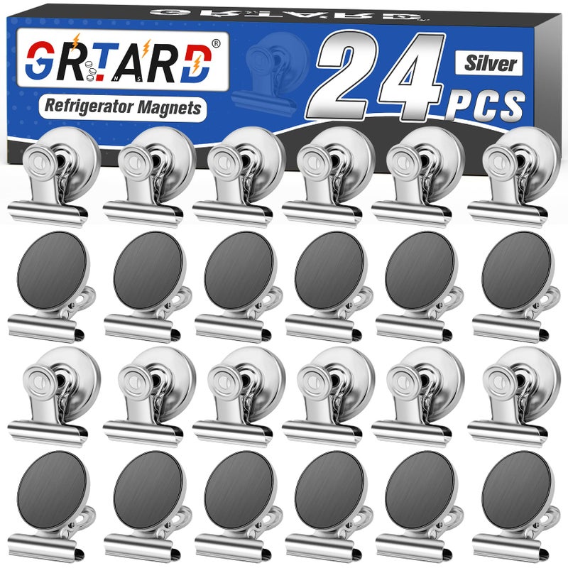 Grtard Grtard 24 Pack Magnetic Clips Heavy Duty Magnet Clips for Fridge Refrigerator Magnets with Clips NoScratch Strong Magnetic Clips for Refrigerator Whiteboard Cruise Cabins Locker