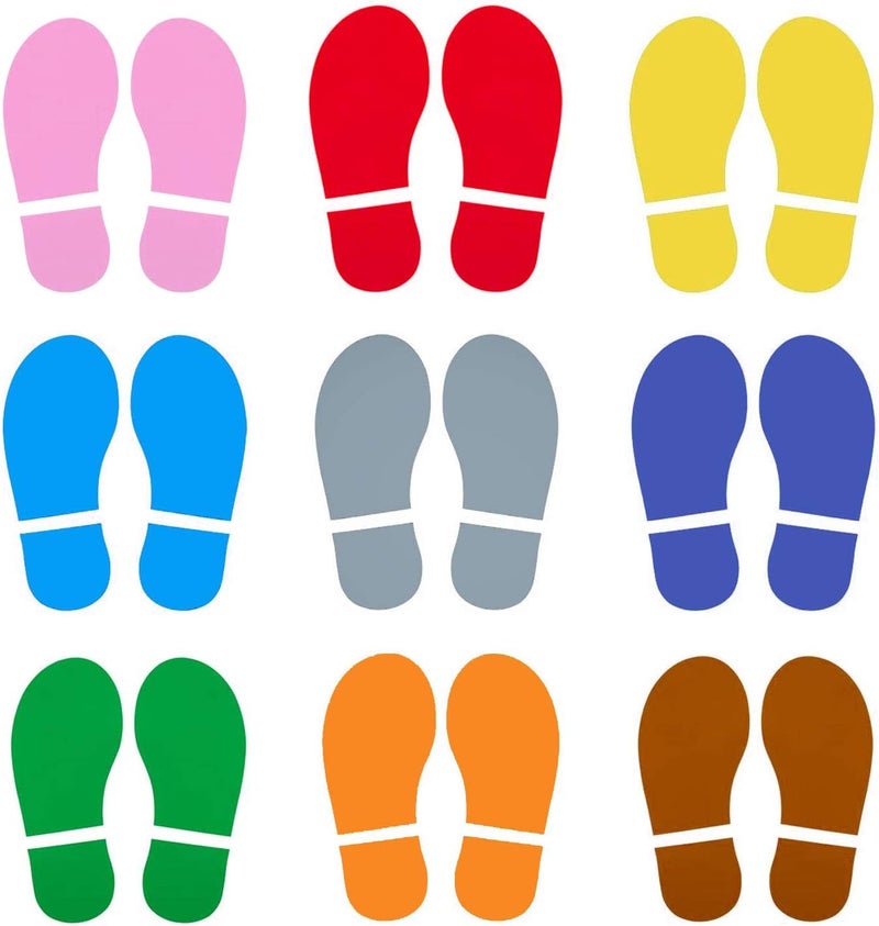 MixTeach 45 Pairs 90 Prints Kids Shoes Decals Footprint Stickers Decals Floor Wall Stairs for Class, Dance Studio, Floor Stickers Party Decoration Celebrate St. Patrick's Day (Mix-Color) - Image 1