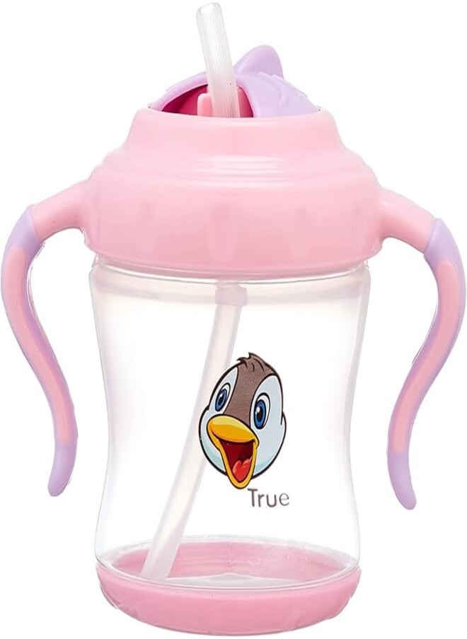 Toys - two handle cup with flip straw (6 ) months - 250 ml pink - BPA free - Image 1