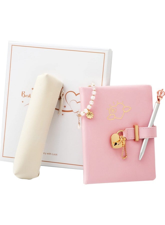 CAGIE Diary With Lock For Girls - Birthday Gifts For Girls Ages 8 9 10 11 12 Year Old - Arts And Crafts For Kids - Journal Kit Includes: Pencil Case, Bracelet, Pen, Leather Journal For Teen Girls & Kids  - Image 2
