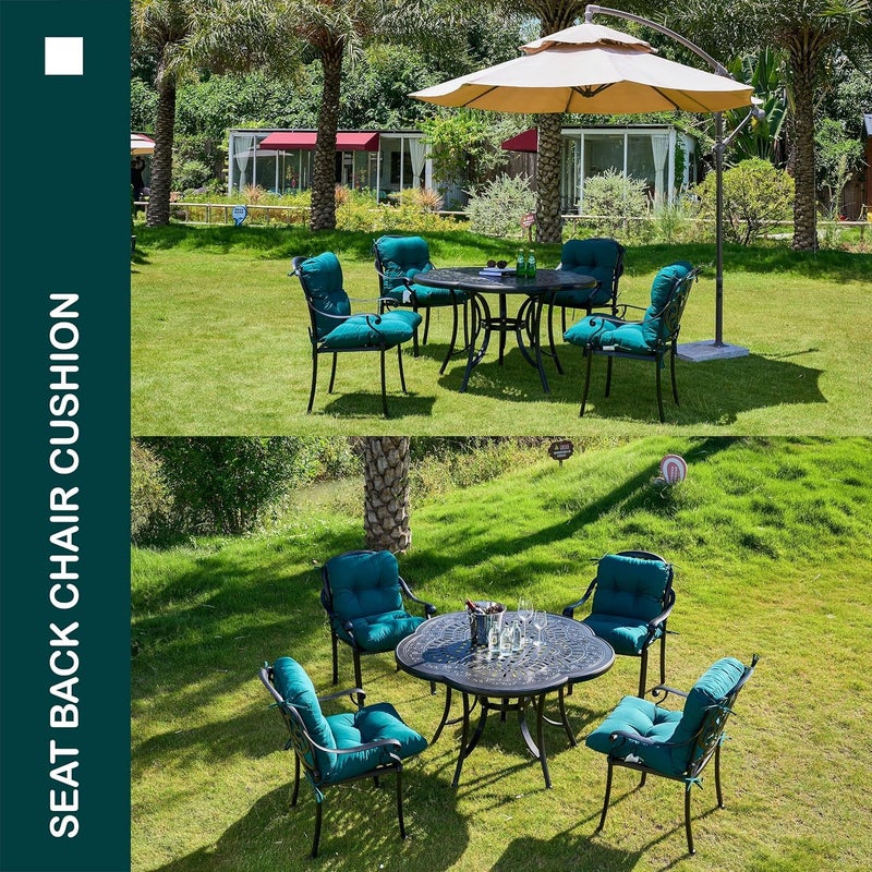 MILLIARD Outdoor Indoor Tufted SeatBack Chair Cushion 18 x 18 Set of 2 AllWeather Patio Cushions with Ties Dark Green Solid Color - Image 5