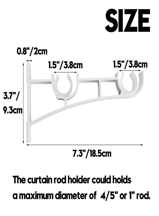 AddGrace Double Curtain Rod Brackets Set of 4 for Drapery Rod Window Hardware Rod Holders (White) - Image 2