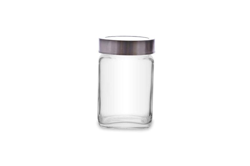 CROCO JAR Croco Silver Steel Transparent Clear L Lid Square Cube Glass Jars and Container For Kitchen Spice Dried Herbs Jars Set Pack Of 4300 Ml Each - Image 2