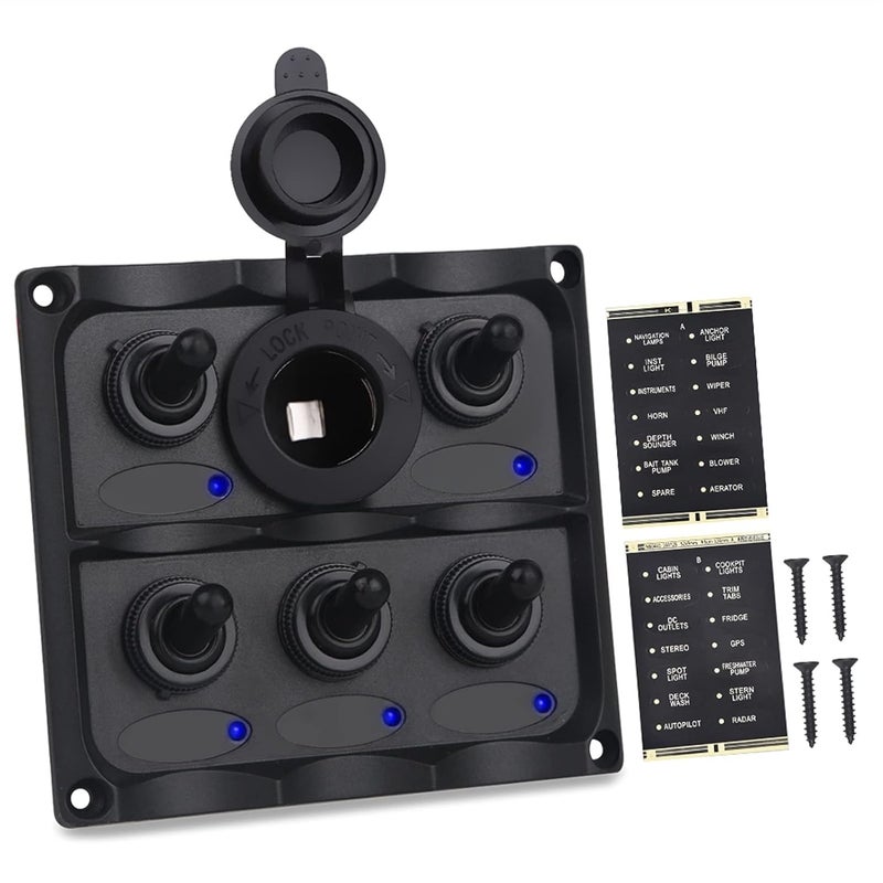 Wivplex Waterproof 5 Gang Rocker Switch Panel - Image 1