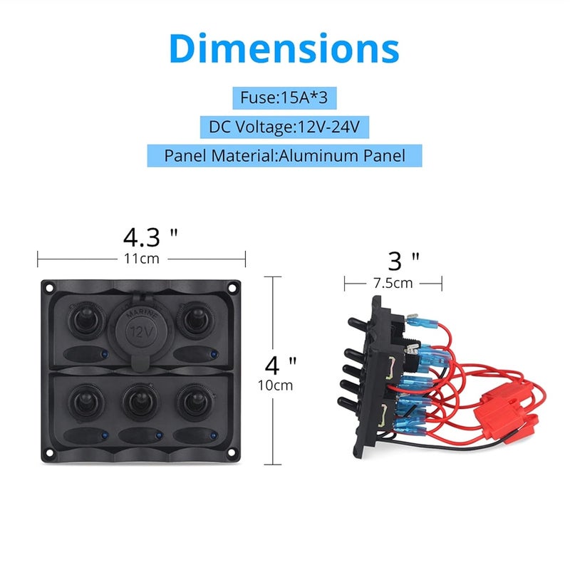Wivplex Waterproof 5 Gang Rocker Switch Panel - Image 3