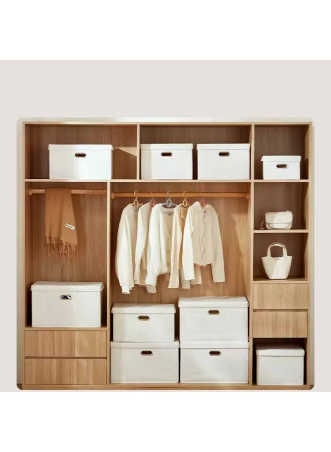 بوكس تخزين كتان كبير بغطاء – صندوق تخزين قابل للطي لتنظيم الملابس والبطاطين والألعاب – مقاس 30×40×60 سم – خامة قوية وشكل شيك – مناسب للدولاب والدريسنج روم - Image 4