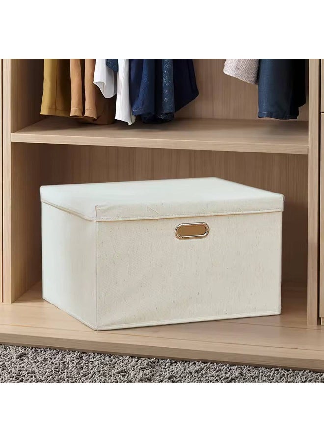 بوكس تخزين كتان كبير بغطاء – صندوق تخزين قابل للطي لتنظيم الملابس والبطاطين والألعاب – مقاس 30×40×60 سم – خامة قوية وشكل شيك – مناسب للدولاب والدريسنج روم - Image 5