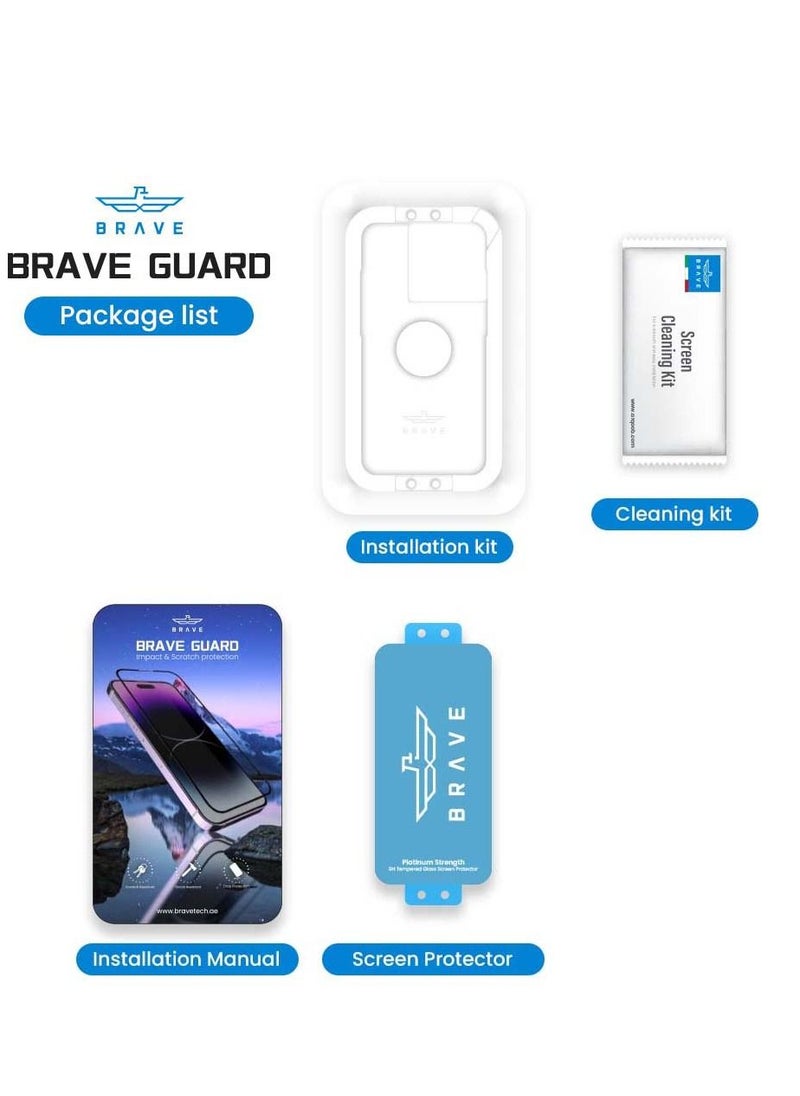 Brave - Premium 9H Tempered Glass Screen Protector for iPhone 13 Pro 6.1inch Unbreakable Edge to Edge Coverage Bubble Free HD Clear  Anti-Scratch  Anti Crack  Easy Installation Including Easy Align Tray - Image 1