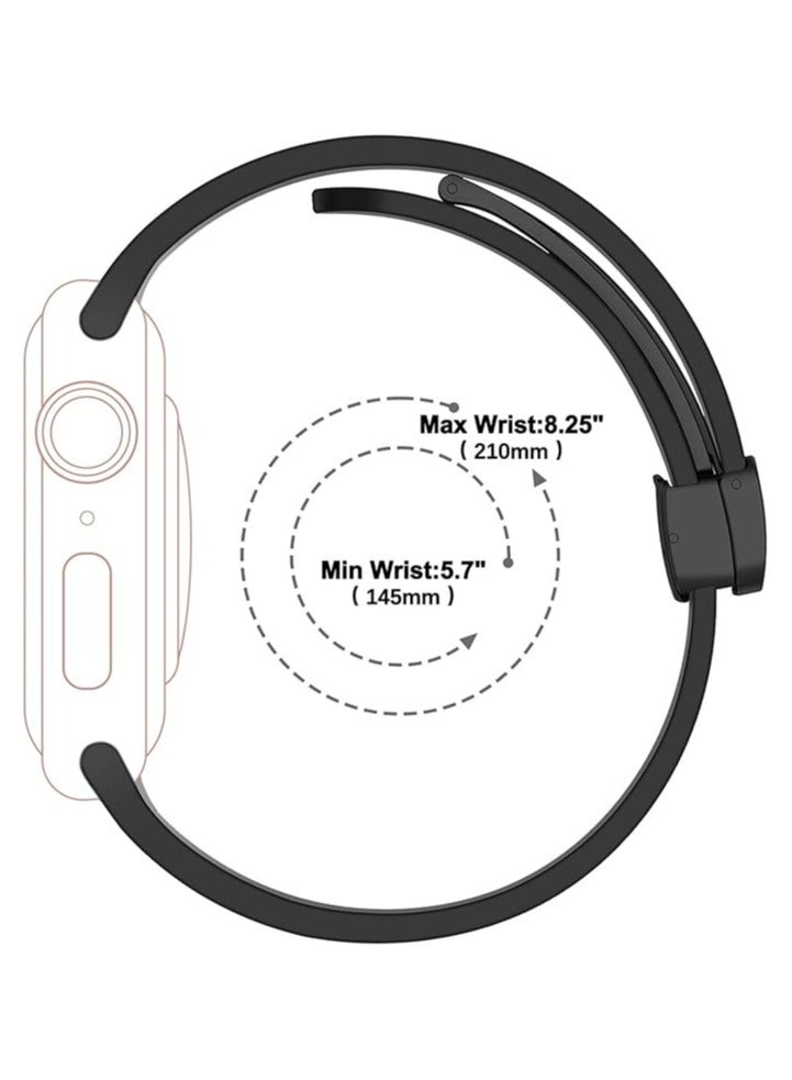 Soft Silicone Sport Watch Band with Magnetic Buckle Fits Apple Watch Ultra 2/Ultra Series 9/8/SE 2nd Gen/7/SE/6/5/4/3/2/1 Compatible with 42/44/45/49mm Case Sizes Also Compatible with Series 10 with 46mm Case Size - Image 4