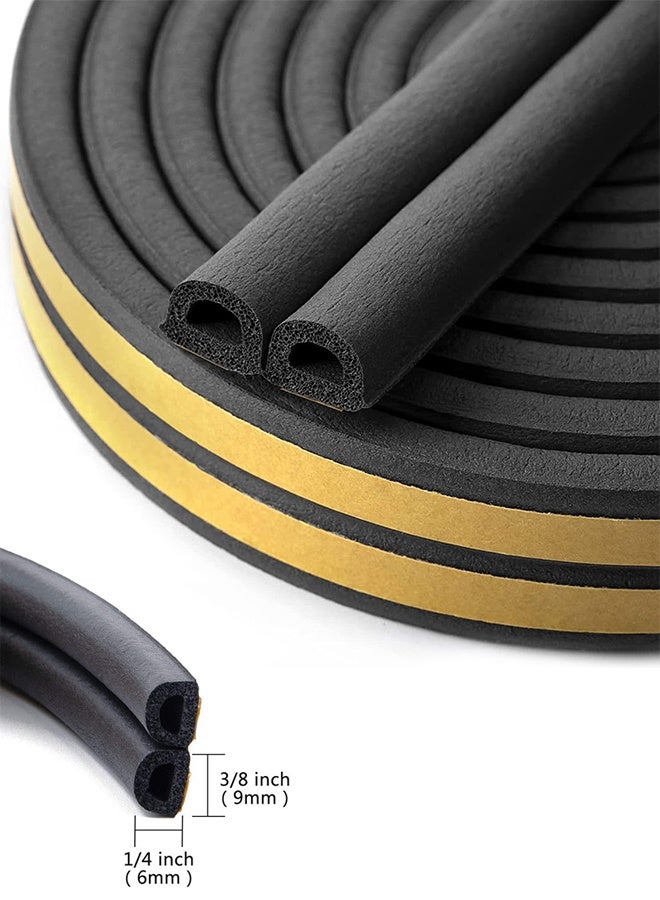 Door  Window Weather Stripping, Soundproof Insulation Seal Strip with Self-Adhesive Rubber Collision Protection, 16.5 Ft (Black) - Image 1