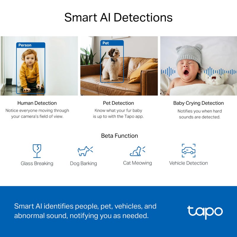 tapo TP-Link Tapo 2K QHD Pan/Tilt Security Camera for Pet Camera, Baby Monitor, Motion Detection, Motion Tracking, 2-Way Audio, Night Vision, Cloud &SD Card Storage, Works w/Alexa & Google Home(Tapo C220) - Image 2