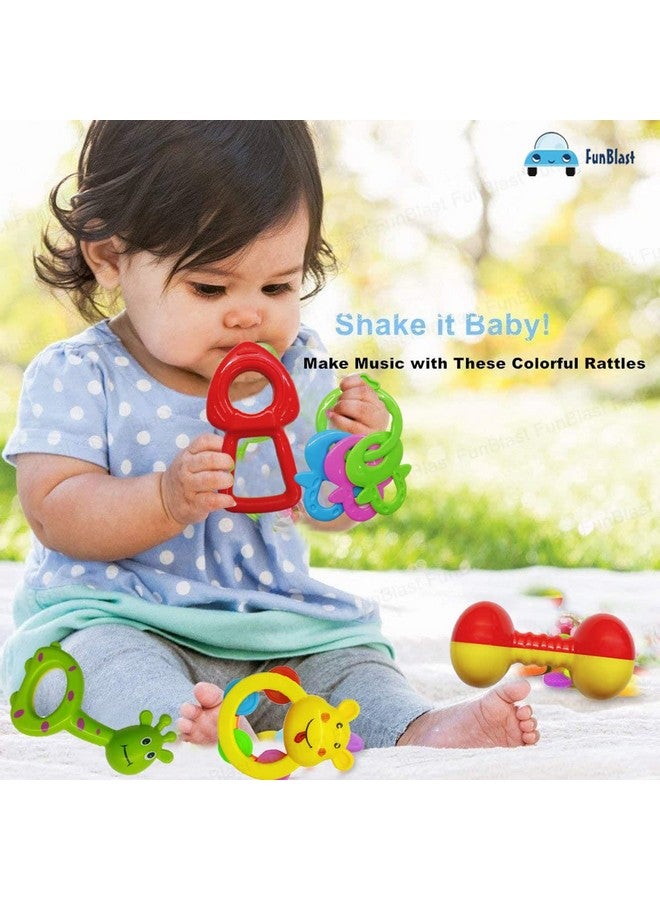 فنبلاست ألعاب خشخيشة FunBlast للأطفال - 5 قطع من ألعاب الخشخيشة الصوتية للأطفال حديثي الولادة، ألعاب التنمية المبكرة للأطفال، لعبة للأطفال حديثي الولادة، خشخيشة ملونة جميلة وجذابة (تصميم متنوع) - Image 4