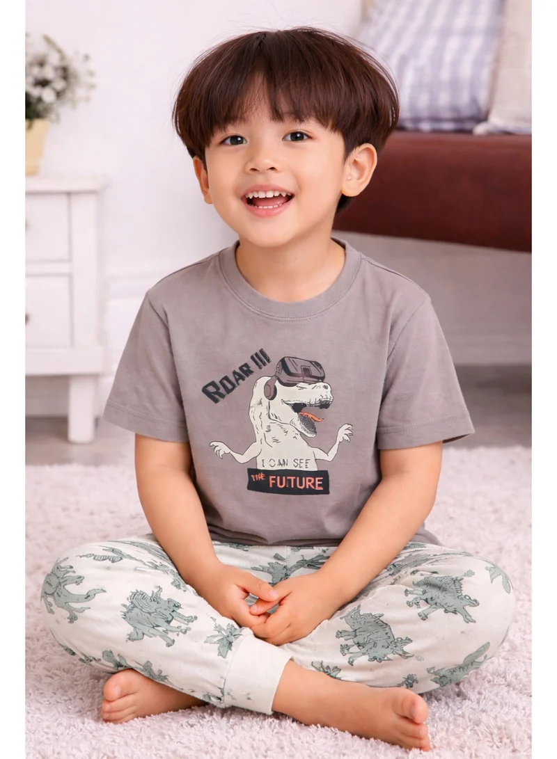 فكتور اند جين Boys’ Pajama Set – Dino Graphic Cotton Nightwear (2-Piece Set)