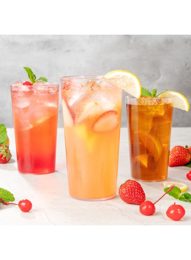 Restaurantware Bev Tek 20 Ounce Plastic Drinking Glasses, 12 Reusable Plastic Cocktail Cups - Shatterproof, Clear Plastic Tumbler Glasses, Dishwashable, Stackable  - Image 3