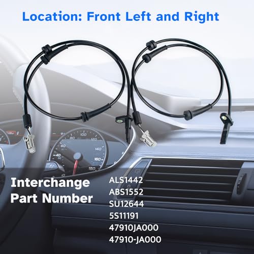 Ruizure Front ABS Wheel Speed Sensor Left Right fit for 2007 2008 2009 2010 2011 2012 2013 2014 Nissan Altima, Nissan Maxima, Driver Passenger Side, ALS1442 47910-JA000 ABS1552 SU12644 5S11191, 2pcs - Image 3