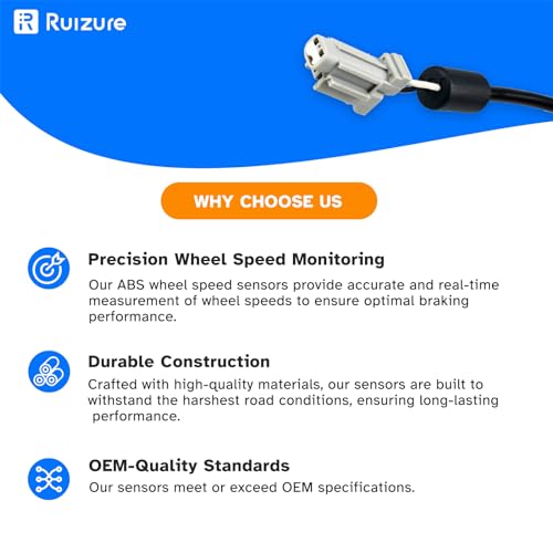 Ruizure Front ABS Wheel Speed Sensor Left Right fit for 2007 2008 2009 2010 2011 2012 2013 2014 Nissan Altima, Nissan Maxima, Driver Passenger Side, ALS1442 47910-JA000 ABS1552 SU12644 5S11191, 2pcs - Image 5