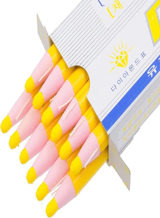 LENITH Korean Glass Markers Grease Pencils Peel-Off Type Grease Pencils China and Porcelin Marker/Wax pencil for Vinyl, Metal, Skin, Paper, window glass, Checking Markers (12 Pencils) Color:Yellow - Image 4