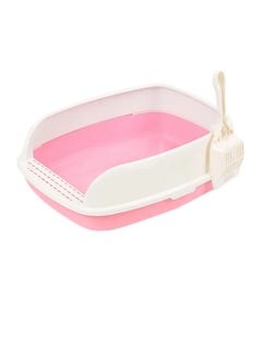 Generic Large Open Cat Litter Box Prevents Spread Spray Pink/White 52 x 40 x 20cm 