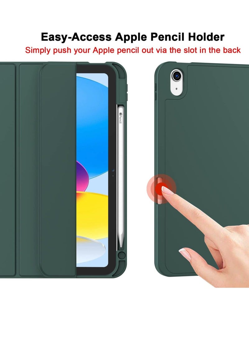 Raxoom iPad 10th Gen Case with Pencil Holder, Soft TPU Back, Auto Wake/Sleep, New Midnight Green - Image 3