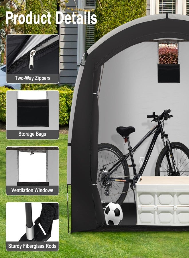 Azaeahom Bike Storage Shed Tent, Outdoor Bicycle Storage Shed, Waterproof Portable Bike Covers Shelter, 7.2x4.9x6.1ft Large Garage Tent for Motorcycle, Garden Tools, Lawn Mower - Image 4